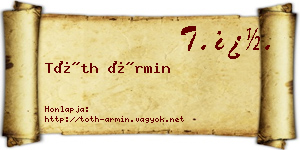 Tóth Ármin névjegykártya